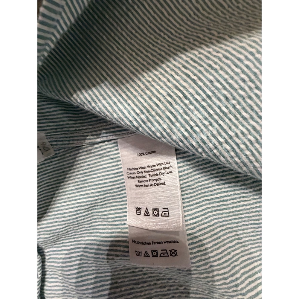 Eddie Bauer Mens TL Blue White Seersucker Stripe Short Sleeve Button Down Shirt - Picture 5 of 9